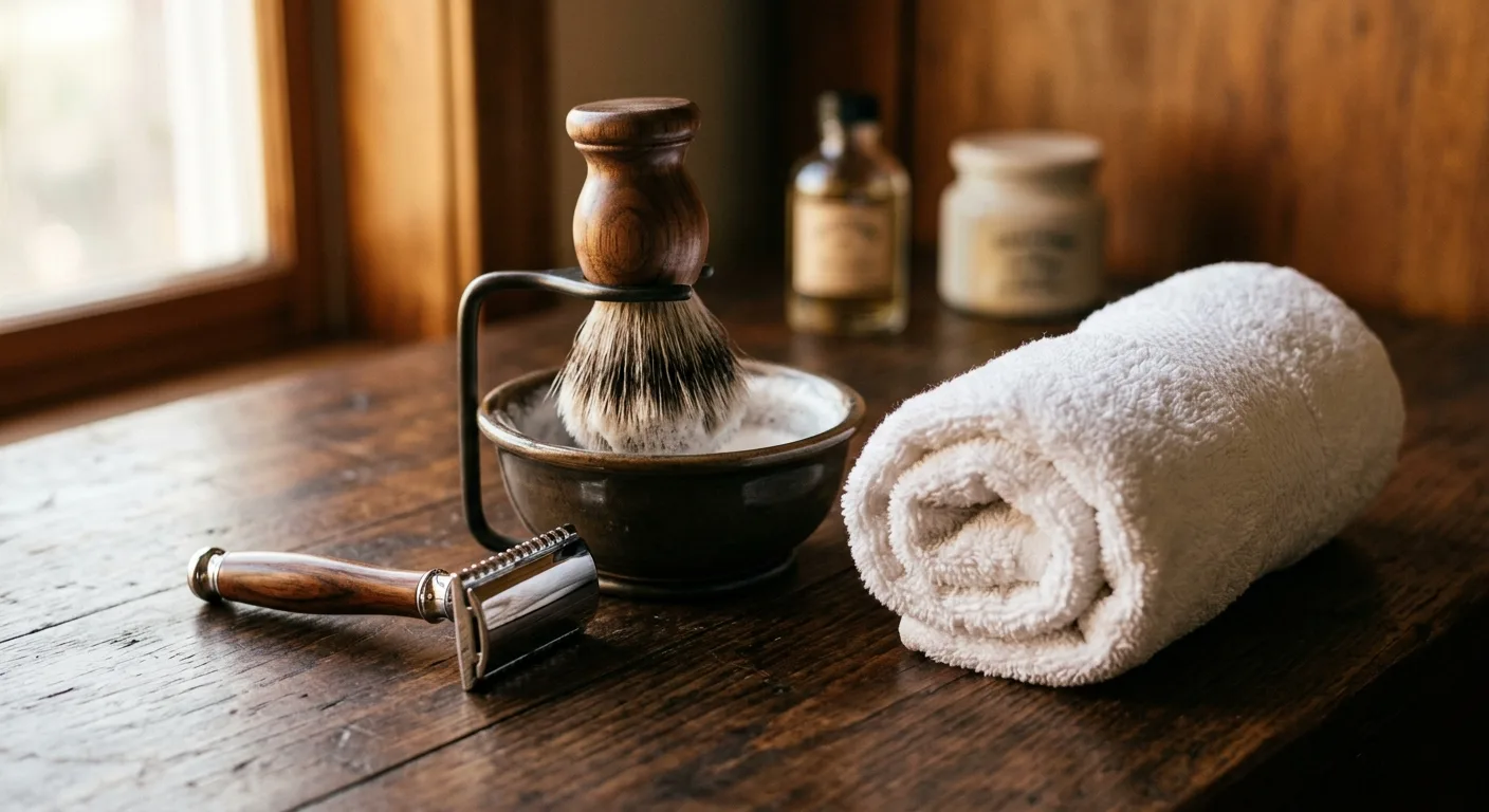 Scheermes en hot towel klaargelegd